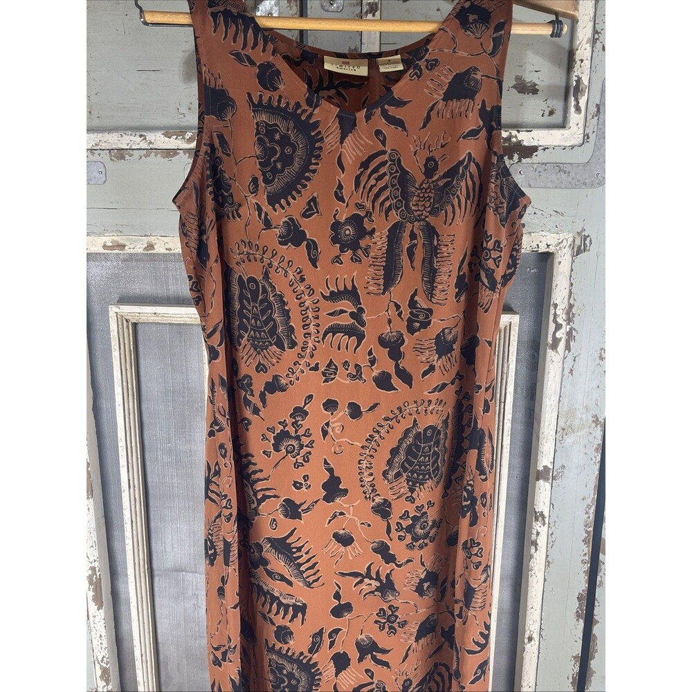 Limited America Vintage Midi Maxi Dress Floral Orange Gray Tan Size 4 - Picture 5 of 9